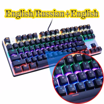 Nul Gaming Mekanisk Tastatur Anti-ghosting 87/104 LED-Baggrundsbelyst Rød Sort Blå skifte Kabel USB russiske klistermærke til bærbar PC