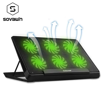 NUOXI H8 6 LED Høj Hastighed Fans Notebook Køler Laptop Cooling Pad luftkølet 2 USB-Porte, Justerbar Holder til 14-17 tommer Laptop