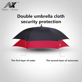 NX-Stort Golf dobbelt lag paraply Semi automatisk solen strongs vindtæt håndtere lange regn kvinder umbrella corporation