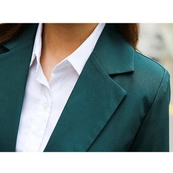 Ny Ankom Kvinder, der Passer til 2018 Mode Slank Virksomhed Kontor OL Mørk Grøn Jakke Sæt Formelle Blazer + Bukser, der Passer Feminino Kvindelige