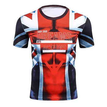 Ny Britisk/Forenede Kongeriges Flag 3D-print T-shirts mand kompressions T-shirt af mirakel, iron man, super hero Deadpool T-shirt