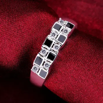 Ny Gratis fragt forsølvede smykker mode klassiske Krystal par ringe R619