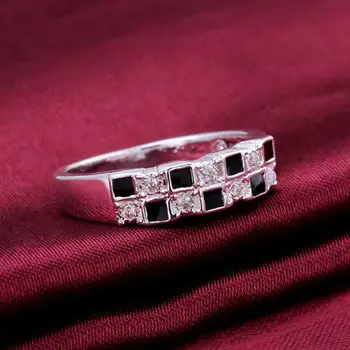 Ny Gratis fragt forsølvede smykker mode klassiske Krystal par ringe R619