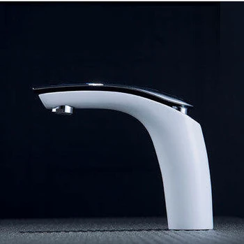 Ny Hot sell Messing Bagning finish badeværelse håndvask Hane / Mode 12 Farver, Varmt og Koldt Vand blandingsbatteri Hvid tryk Håndvaskarmatur
