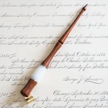 Ny Håndlavet I Massivt Træ Engelsk Skrå Kalligrafi Nib Kobberstik Script Indehaveren Bedste Gave Antikke Fontæne Dip Pen