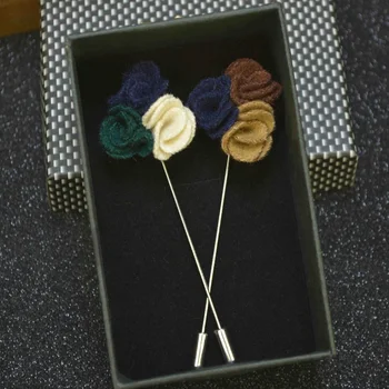 Ny mode mænd mini-blomst-broche revers pin-kode for at passe boutonniere stof Følte klud pin-knappen Stick brocher pin-kode til bryllup