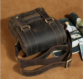 Ny mode mænds Ægte læder cool lille vintage Afslappet stil skoletaske messenger taske til ipad med flip cover