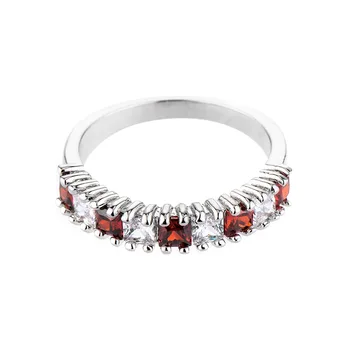 Ny Mode rød lilla sort CZ Sten i Ægte sølv farve Ring Fine Smykker Enkel Runde Tynd Ring til Kvinder, MÆND Element Ring