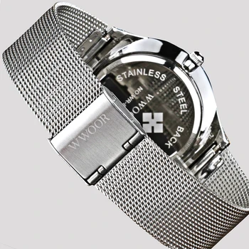 Ny Mode top luksus mærke WWOOR ure mænds mekanisk-ur i rustfrit stål trådnet rem ultra tynd skive ur relogio masculino