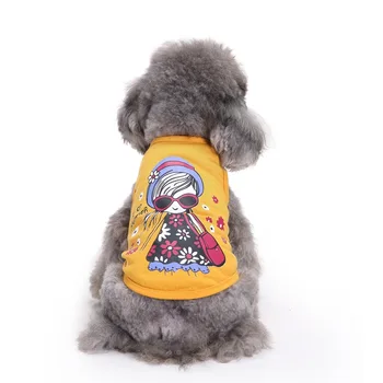 Ny Pet Hund Shirt i Blød Bomuld Hund Tøj Vest Cat Spring Sweatshirt Tøj Gul Dame Piger Kat Tøj til Små Hunde XL