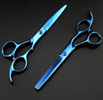 Ny professional Japan 440c 6.0 tommer blå skære saks udtynding frisør-cut hair style salon saks frisør saks sæt