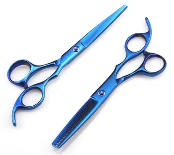 Ny professional Japan 440c 6.0 tommer blå skære saks udtynding frisør-cut hair style salon saks frisør saks sæt