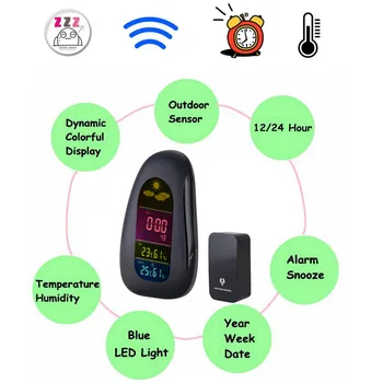 Ny Professionel Vejrudsigt Bærbare Luftfugtighed Temperatur Termometer Meter LED-Display-Trådløse Vejr Alarm Analyzer