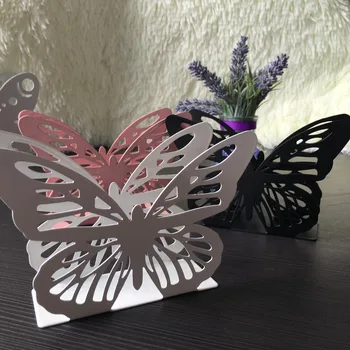 Ny Smuk metal stål strygejern craft papir serviet holder håndklæde væv blok rack hjem tabel indretning boks hvid sort pink sommerfugl