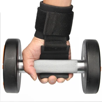 Ny Stil Fitnesscenter Tung Træning Metal Løfte Stål Kroge Polstret med Neopren Wrist Wraps Bedste Effekt Vægtløftning Uddannelse Kroge