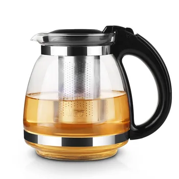 Ny Stor Kapacitet 1500ML varmeandigt Glas Tekande Med Rustfrit Stål Filter Tykke Glas Te, Vand, Kaffe, Elkedel
