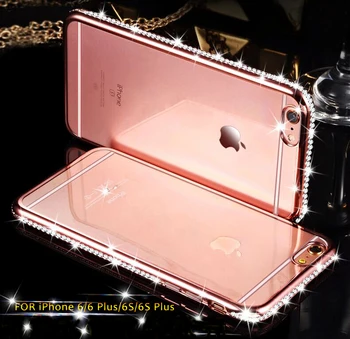 Ny Til iPhone 7 & 7 Plus Diamant cover Til iPhone 6 6s 6 plus Ultra Slim Klart, Blødt TPU Krystal Rhinestone Silikone cover tilbage