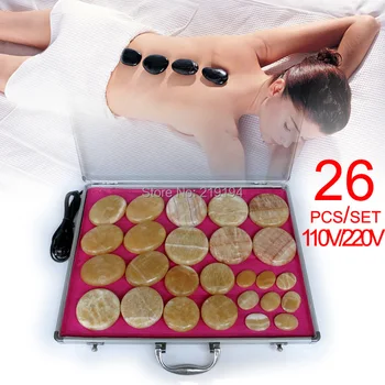 Ny type! 26pcs/indstille Hot stone body massager gul Jade Salon, SPA med varmelegeme bag ysgyp-nls CE og ROHS