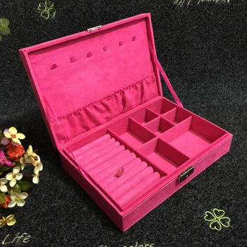 Ny Type Flannel Smykkeskrin Koreansk Stil Ring Øreringe Opbevaringsboks Mode Dejlige Prinsesse Smykker Box Fødselsdag Gave Til Pige