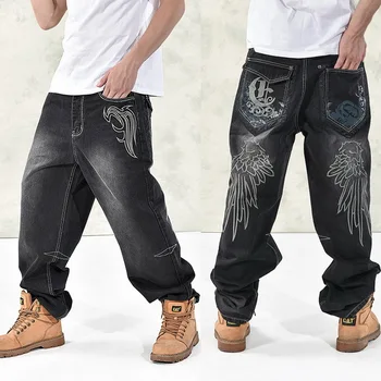 NYE 2016 Mode Baggy style jeans mænd hip hop dansere løs stor størrelse jeans drenge skateboard jeans rap plus size 30-46