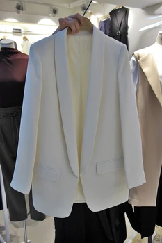 Nye 2017 forår, sommer mode kvinder sort hvid blazer med lange ærmer afslappet slank blazere overtøj