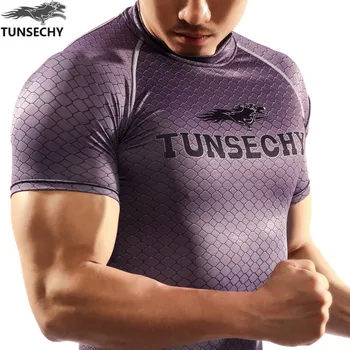 Nye 2017 TUNSECSHY mærke Herre-Komprimering vil Shirts Bodybuilding, vægtløftning Base Layer Trænings-og Stramme Crossfit Toppe