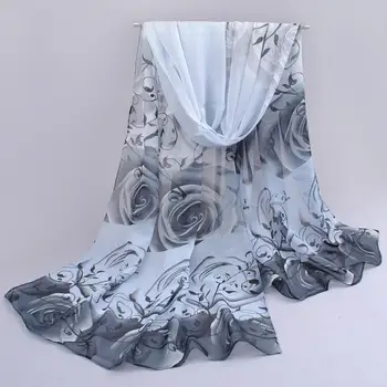 Nye 2018 bomulds tørklæde er han-blomster, roser og tørklæder Kvalitet af varer, der er trykt polyester chiffon-tørklæder hot sell Stranden silke tørklæde