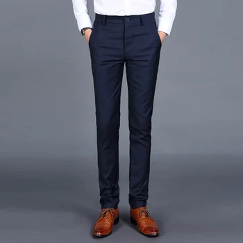 Nye 2018 varer af høj kvalitet bomuld Mænd Ren farve formelle jakkesæt bukser / Superior-kvalitet Mandlige leisure suit bukser bukser