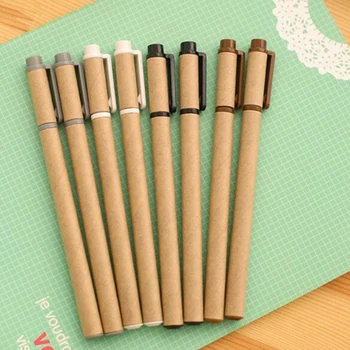 Nye 20pcs/masse Kraftpapir Pen miljøvenligt Genbrugspapir Bolden Punkt Pen Engros Skrive Skolens Kontor Penne