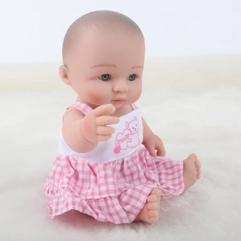 Nye 25cm Full Body Silikone Reborn Baby Doll Legetøj Til Piger Mini Nyfødte Babyer Dukke Sengetid Play House Bade Toy Fødselsdag Gave