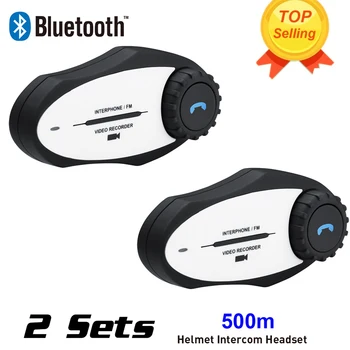 Nye 2Sets 720P Video Optager Sports Kamera 500 M BT Bluetooth Motorcykel Hjelm Intercom-Interphone-Headset med FM-MP3-Funktion