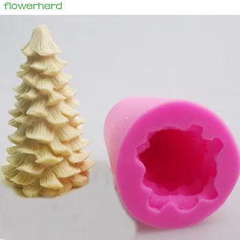 NYE 3D-juletræ, levende Lys Skimmel Sæbe Formen Fleksibel Silikone Formen Glasur Silicone form til Fondant cool kager