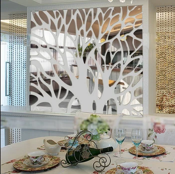 Nye 3D Stort træ, Spejl wall stickers spejl klistermærker akryl klistermærker til stuen indgang soveværelse væg dekoration