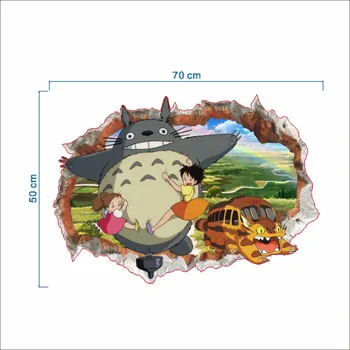 Nye 3D-Tegnefilm Wall Sticker Min Nabo Totoro Mønster For Kids Room Living Room Bedroom Udsmykning Kunst Vægmaleri Flytbare Klistermærker
