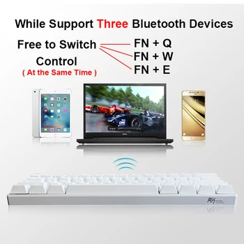 Nye 61 Taster RK61 Trådløse Bluetooth-Hvid LED-Baggrundsbelyst Ergonomisk Mekanisk Gaming Tastatur Gamer oplyste, værdiboks til Bærbar Computer,