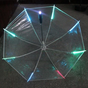 Nye 8 Rib Lys op Blade Runner Stil at Ændre Farve LED Paraply med Lommelygte Gennemsigtig Håndtere Lige Paraply, Parasol