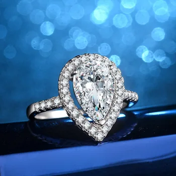 NYE 925 Sterling Sølv Ringe Engagement vand-drop Dejlige krystal Zircon bryllupsfest KVINDER dame smykker drop skib gavepose
