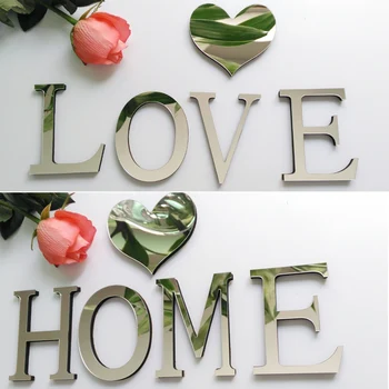 Nye acrylic EVA bryllup mærkat kærlighed breve Hjem dekoration dansk 3D spejl wall Stickers Alfabet LOGO Gratis fragt