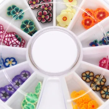 Nye Ankommer 3D-Polymer Ler Blomst styrende Hjul Nail Art Dekoration Diy Design Nail Art Dekorationer Rhinestones søm smykker