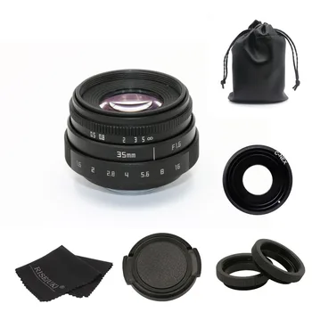 Nye ankommer fujian-35mm f1.6 C-mount-kamera CCTV Linse II til Sony NEX E-mount-kamera & Adapter bundt sort gratis fragt