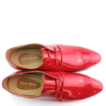 Nye ankommer herre patent læder mænd sko kjole sko kniplinger op Spids tå bryllup firmafest 5 farver stor størrelse 38-48 AA-01