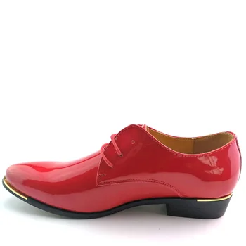 Nye ankommer herre patent læder mænd sko kjole sko kniplinger op Spids tå bryllup firmafest 5 farver stor størrelse 38-48 AA-01