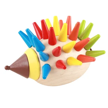 Nye ankommer træ-magnetiske farverige pindsvin samlet legetøj Montessori pædagogisk legetøj til børn gave LL112