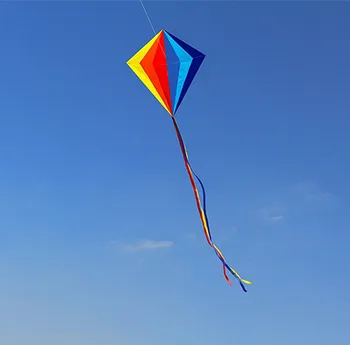 Nye Ankommer Udendørs Sport 3D Rainbow Rhombus Kite / Diamond Kites For Børn, Gift Med Håndtag Og Line Godt Flyvende