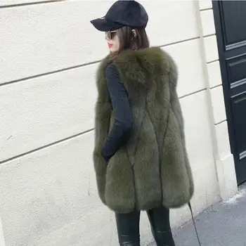 Nye Ankomst 2017 Vinteren, Varm Mode brand Kvinder Faux Fur Vest Faux Pels Ræv Pels Vest Colete Feminino Plus størrelse S-4XL wj1180