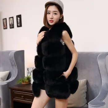 Nye Ankomst 2017 Vinteren, Varm Mode brand Kvinder Faux Fur Vest Faux Pels Ræv Pels Vest Colete Feminino Plus størrelse S-3XL wj1179