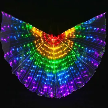 Nye Ankomst 5 farver LED danse mavedans Isis Vinger dejlig dans LED lys IsisWings lysende dans, Rekvisitter LED Vinger, med Pinde