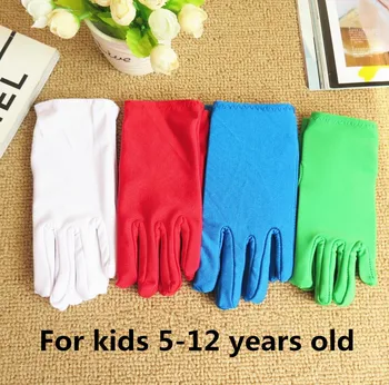 Nye ankomst børns Tynd elastisk etikette handsker barn, dreng og piger hvid performance handsker børn handsker 4 FARVER
