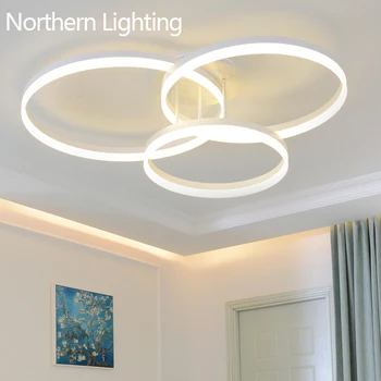 Nye Ankomst designer Creative Circle ringe moderne LED-loftsbelysning til stuen, soveværelset Fjernbetjening loft lampe inventar