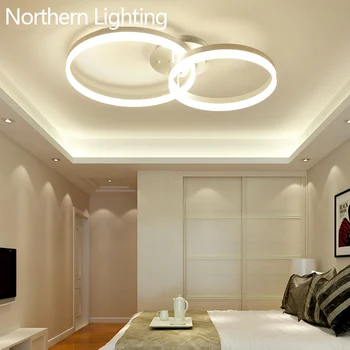 Nye Ankomst designer Creative Circle ringe moderne LED-loftsbelysning til stuen, soveværelset Fjernbetjening loft lampe inventar